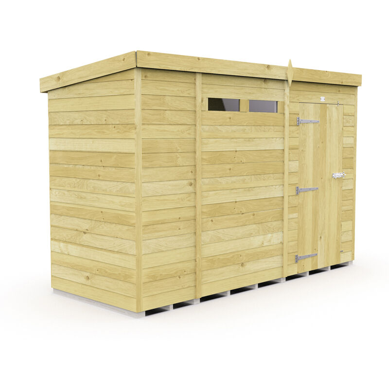 10 x 4 Feet Pent Security Shed - Single Door - Wood - L118 x W302 x H201 cm