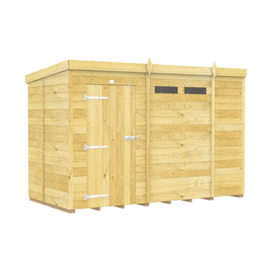 10 x 5 Feet Pent Security Shed - Single Door - Wood - L147 x W302 x H201 cm