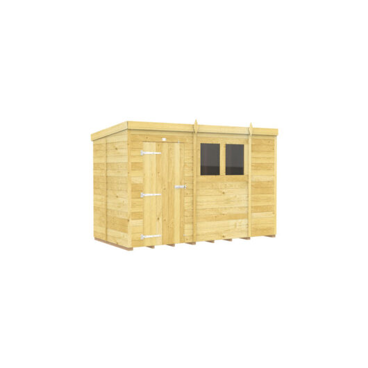 10 x 5 Feet Pent Shed - Single Door With Windows - Wood - L147 x W302 x H201 cm