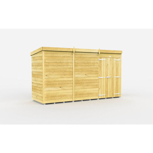 11 x 4 Feet Pent Shed - Double Door Without Windows - Wood - L118 x W329 x H201 cm