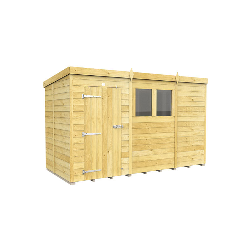 11 x 5 Feet Pent Shed - Single Door With Windows - Wood - L147 x W329 x H201 cm