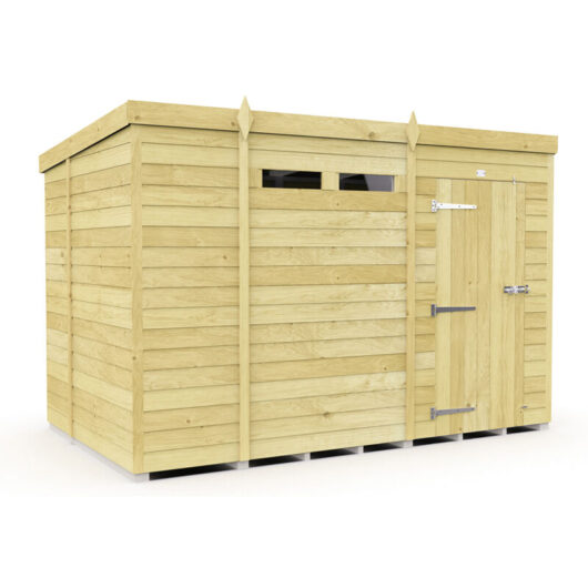 11 x 6 Feet Pent Security Shed - Single Door - Wood - L178 x W329 x H201 cm