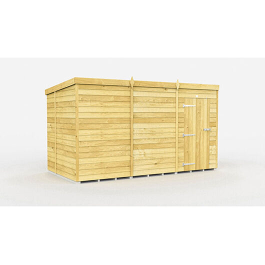 12 x 6 Feet Pent Shed - Double Door Without Windows - Wood - L178 x W358 x H201 cm
