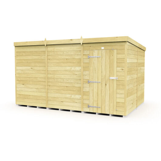12 x 8 Feet Pent Shed - Single Door Without Windows - Wood - L231 x W358 x H201 cm