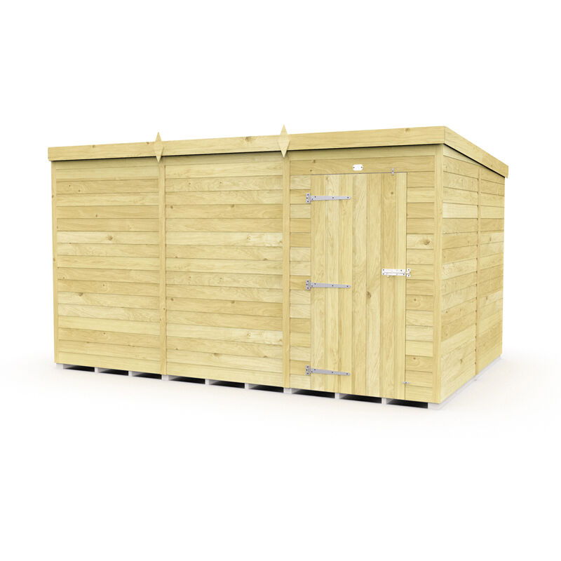 12 x 8 Feet Pent Shed - Single Door Without Windows - Wood - L231 x W358 x H201 cm