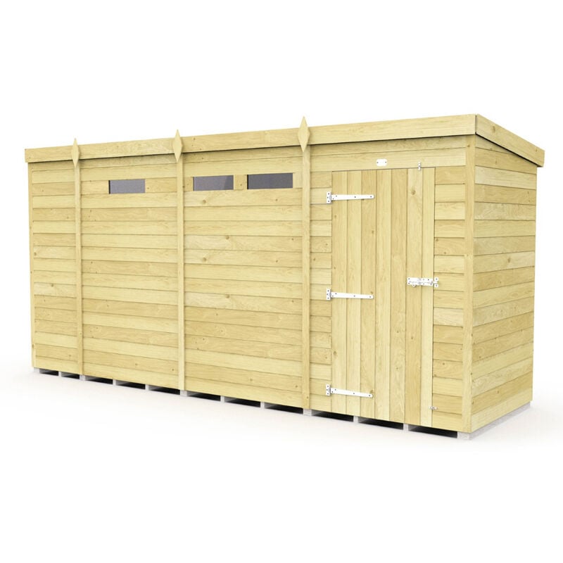 13 x 4 Feet Pent Security Shed - Single Door - Wood - L118 x W387 x H201 cm