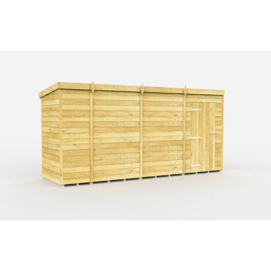 13 x 4 Feet Pent Shed - Single Door Without Windows - Wood - L118 x W387 x H201 cm