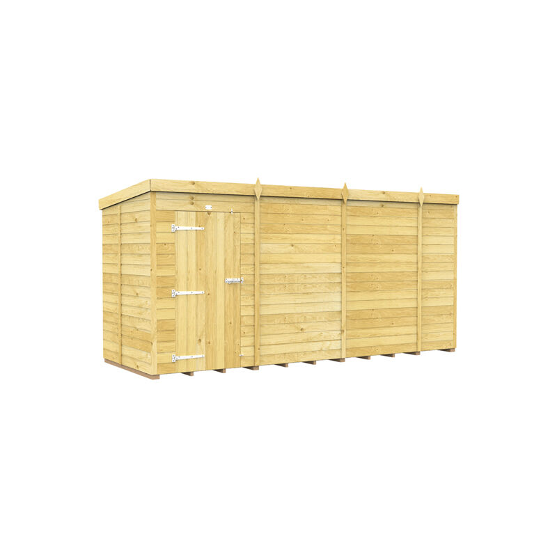 14 x 5 Feet Pent Shed - Single Door Without Windows - Wood - L147 x W417 x H201 cm