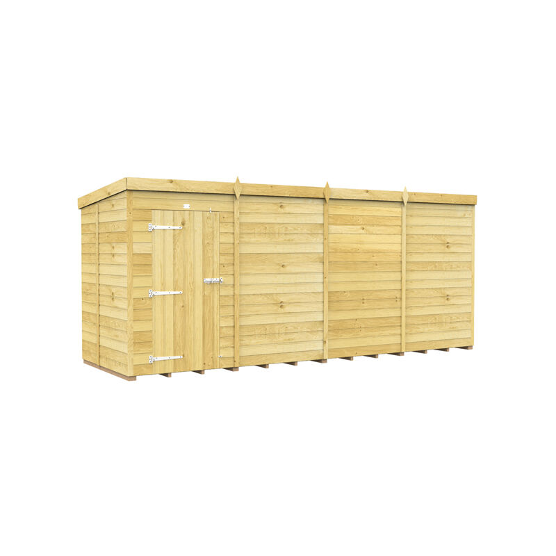16 x 5 Feet Pent Shed - Single Door Without Windows - Wood - L147 x W474 x H201 cm