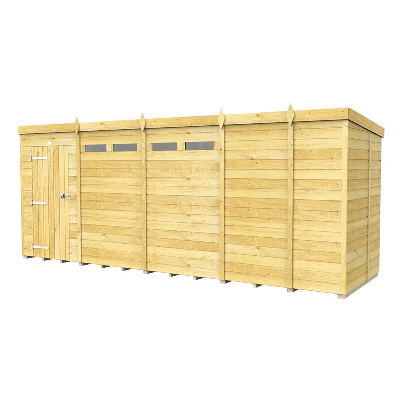 17 x 5 Feet Pent Security Shed - Single Door - Wood - L147 x W492 x H201 cm