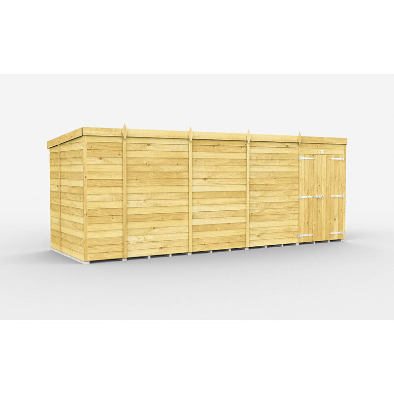 18 x 6 Feet Pent Shed - Double Door Without Windows - Wood - L178 x W533 x H201 cm