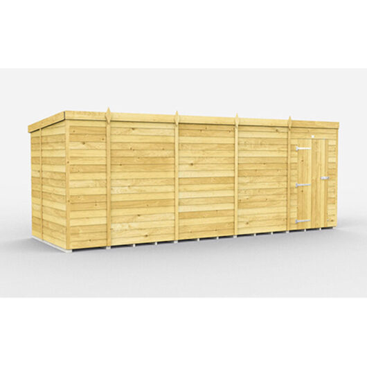 18 x 7 Feet Pent Shed - Single Door Without Windows - Wood - L214 x W533 x H201 cm