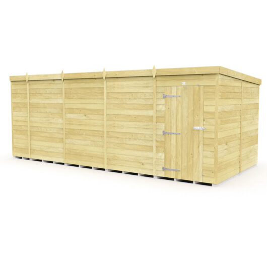 19 x 8 Feet Pent Shed - Single Door Without Windows - Wood - L231 x W560 x H201 cm