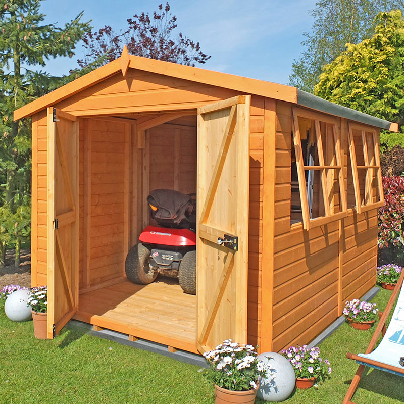 20' x 10' Shire Bison Heavy Duty Double Door Wooden Workshop (6.11m x 3.16m)
