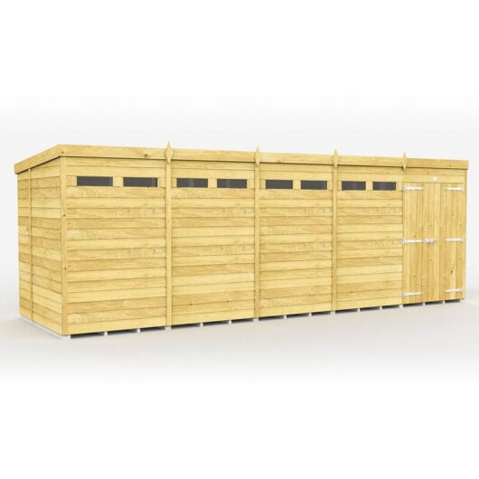 20 x 6 Feet Pent Security Shed - Double Door - Wood - L178 x W589 x H201 cm
