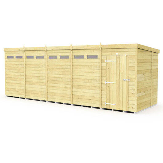 20 x 6 Feet Pent Security Shed - Single Door - Wood - L178 x W589 x H201 cm
