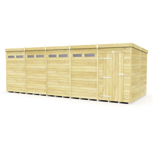 20 x 8 Feet Pent Security Shed - Single Door - Wood - L231 x W589 x H201 cm