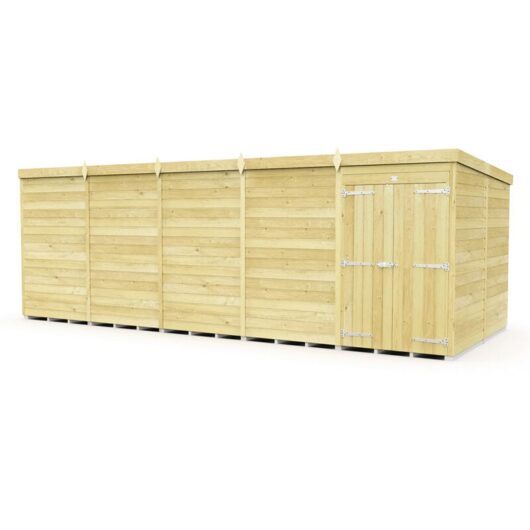 20 x 8 Feet Pent Shed - Double Door Without Windows - Wood - L231 x W589 x H201 cm