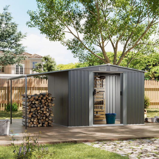 248cm w Outdoor Metal Storage Shed with Pitched Roof