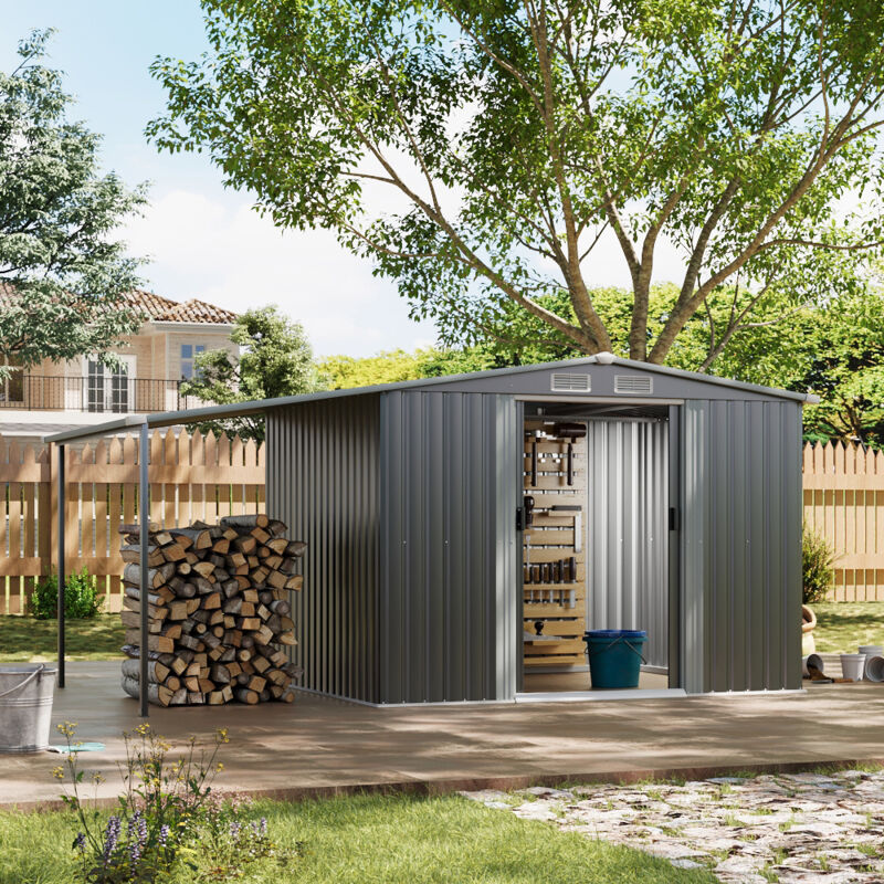 248cm w Outdoor Metal Storage Shed with Pitched Roof
