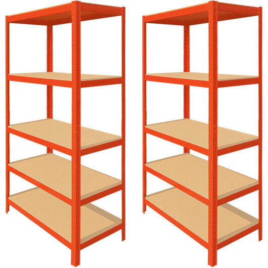 2X Garage Shelving Units 5 Tier Shelves Storage Racking Blue Unit Rack Warehouse