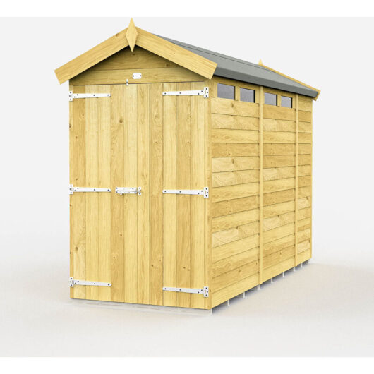 4 x 10 Feet Apex Security Shed - Double Door - Wood - L302 x W118 x H217 cm
