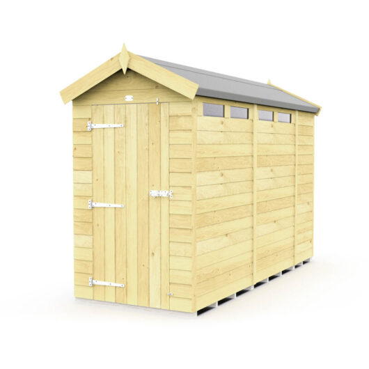 4 x 11 Feet Apex Security Shed - Single Door - Wood - L329 x W118 x H217 cm