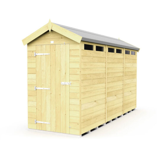 4 x 12 Feet Apex Security Shed - Single Door - Wood - L358 x W118 x H217 cm