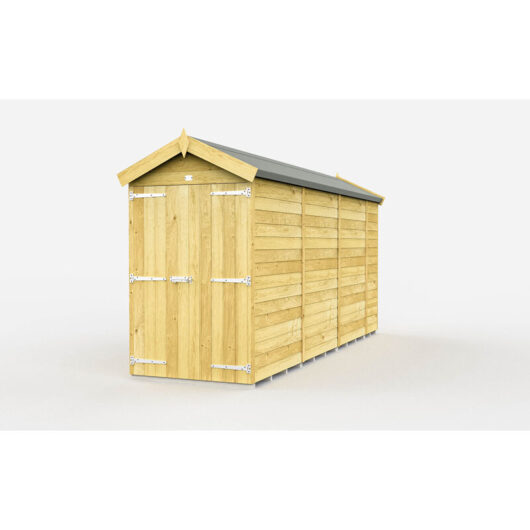 4 x 13 Feet Apex Shed - Double Door Without Windows - Wood - L387 x W118 x H217 cm