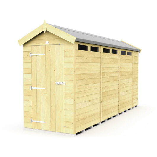 4 x 14 Feet Apex Security Shed - Single Door - Wood - L417 x W118 x H217 cm