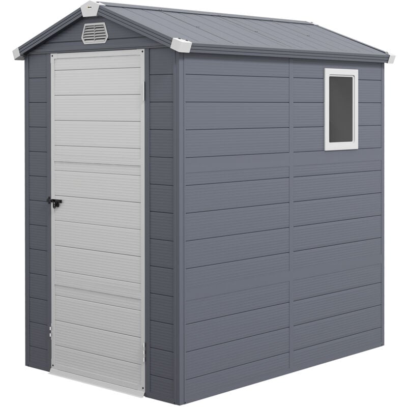 4 x 3ft Garden Shed Storage with Foundation Kit and Vents 4 x 6ft - Grey - Outsunny