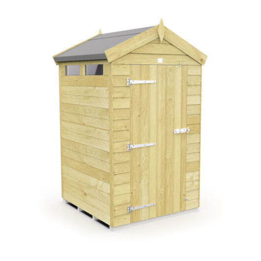 4 x 4 Feet Apex Security Shed - Single Door - Wood - L127 x W118 x H217 cm