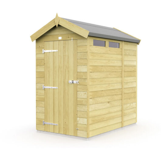 4 x 6 Feet Apex Security Shed - Single Door - Wood - L187 x W118 x H217 cm