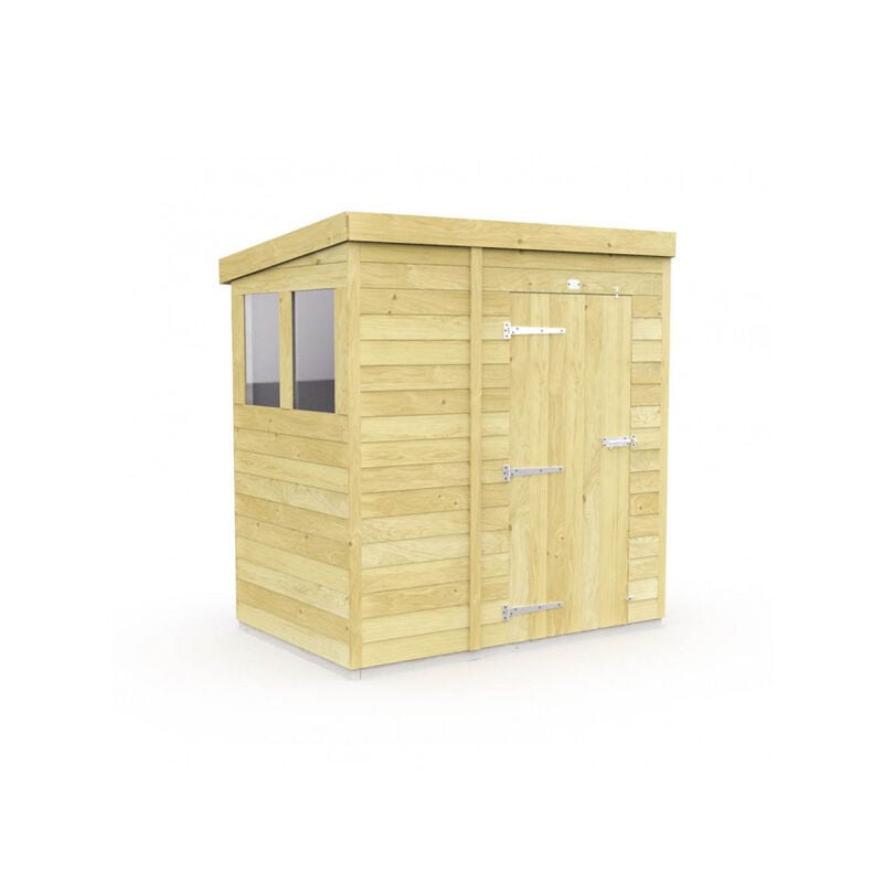 4 x 6 Feet Pent Shed - Double Door With Windows - Wood - L178 x W127 x H201 cm