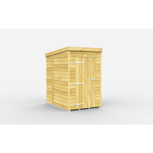 4 x 6 Feet Pent Shed - Single Door Without Windows - Wood - L178 x W127 x H201 cm