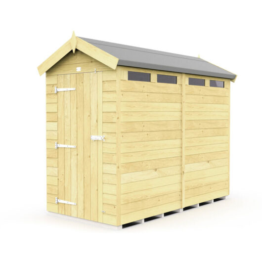 4 x 8 Feet Apex Security Shed - Single Door - Wood - L243 x W118 x H217 cm
