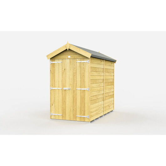 4 x 8 Feet Apex Shed - Double Door Without Windows - Wood - L243 x W118 x H217 cm