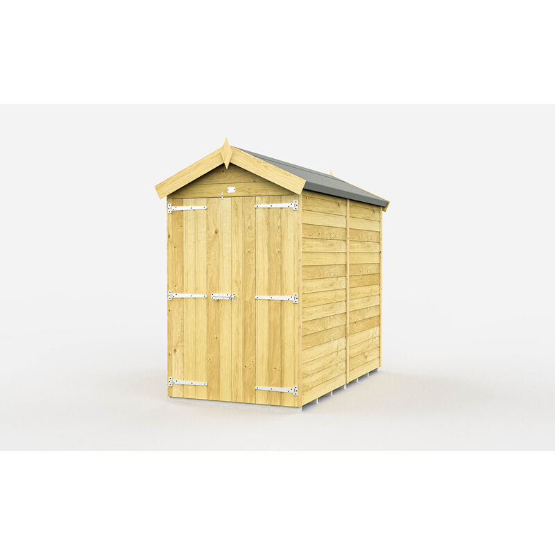 4 x 8 Feet Apex Shed - Double Door Without Windows - Wood - L243 x W118 x H217 cm