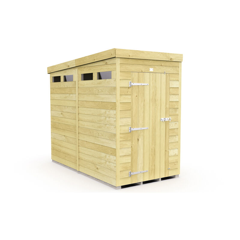 4 x 8 Feet Pent Security Shed - Single Door - Wood - L231 x W127 x H201 cm