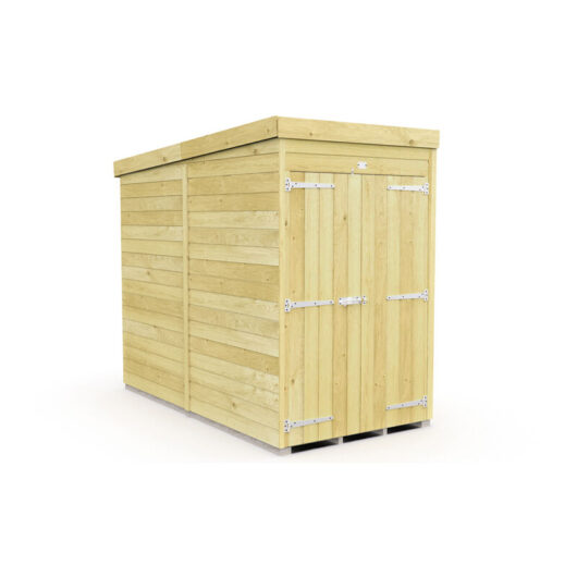 4 x 8 Feet Pent Shed - Double Door Without Windows - Wood - L231 x W127 x H201 cm