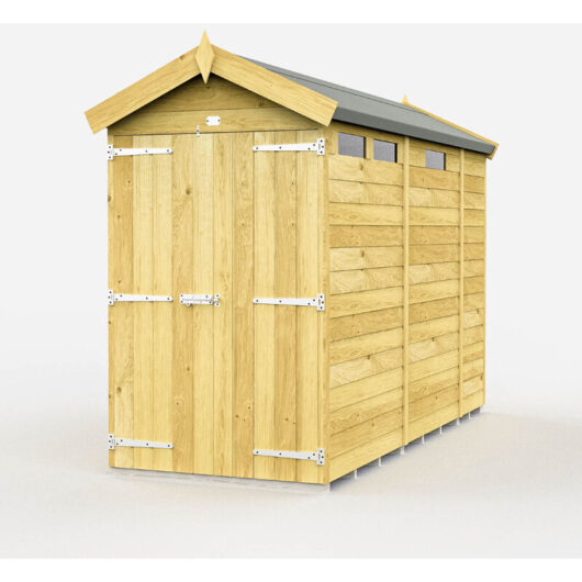 4 x 9 Feet Apex Security Shed - Double Door - Wood - L272 x W118 x H217 cm