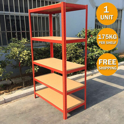 5 Tier Boltless Garage Shelving Unit Heavy Duty Industrial Storage Shelves Metal Racking Unit for Shed Warehouse Workshop Office 175KG Per