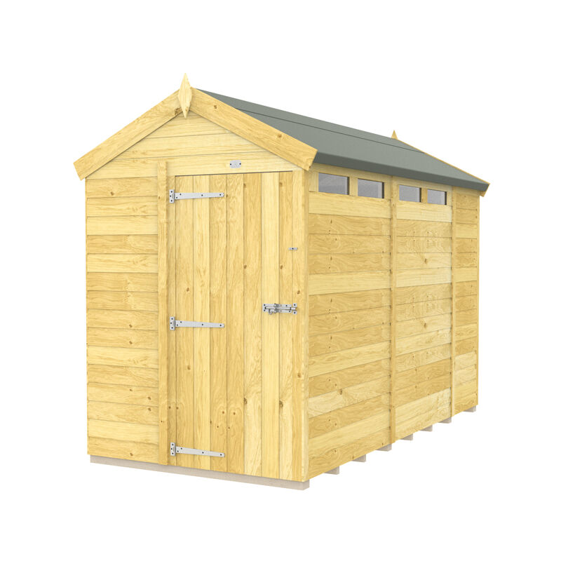 5 x 10 Feet Apex Security Shed - Single Door - Wood - L302 x W147 x H217 cm