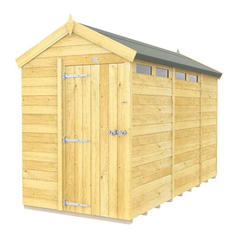 5 x 11 Feet Apex Security Shed - Single Door - Wood - L329 x W147 x H217 cm