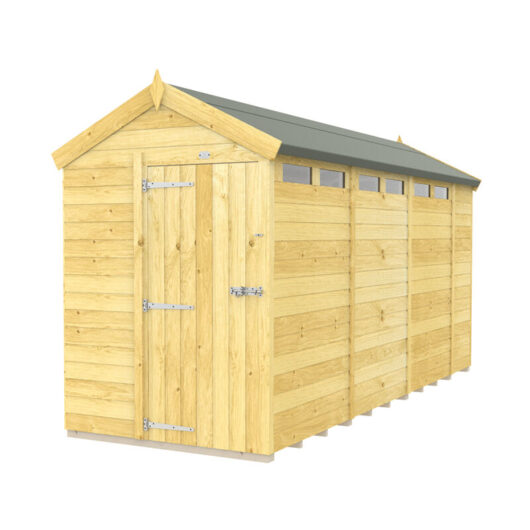 5 x 14 Feet Apex Security Shed - Single Door - Wood - L417 x W147 x H217 cm