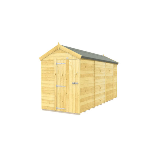 5 x 14 Feet Apex Shed - Single Door Without Windows - Wood - L417 x W147 x H217 cm