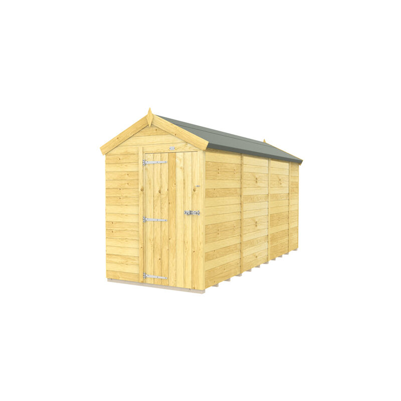 5 x 14 Feet Apex Shed - Single Door Without Windows - Wood - L417 x W147 x H217 cm