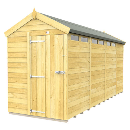 5 x 15 Feet Apex Security Shed - Single Door - Wood - L454 x W147 x H217 cm