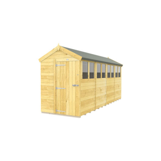5 x 16 Feet Apex Shed - Single Door With Windows - Wood - L472 x W147 x H217 cm