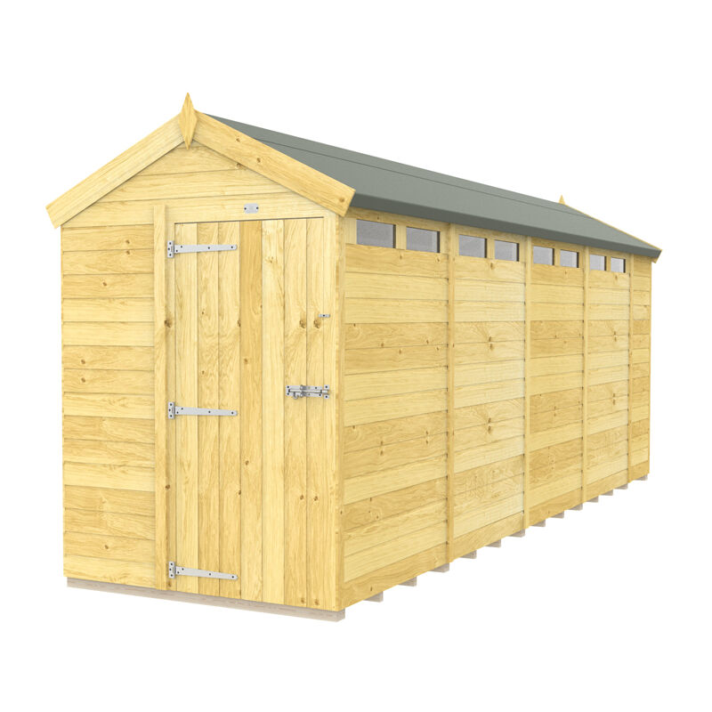 5 x 18 Feet Apex Security Shed - Single Door - Wood - L533 x W147 x H217 cm